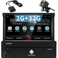 Podofo Single DIN Car Radio, Android Car Radio with 7 Inch Touchscreen in Dash, GPS Navigation Head, 1Din, Bluetooth Video Player, Removable Front Panel / AUX / SWC / WiFi / USB / FM Radi