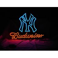 DESUNG Desung New 20x16 Budweisers NY New York Sports Team Yankee Neon Sign (Multiple Sizes Available) Man Cave Sports Bar Pub Beer Glass Neon Light Lamp CX201