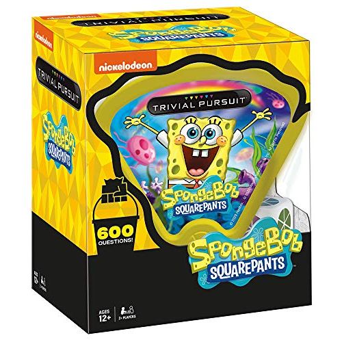  [아마존베스트]USAOPOLY Trivial Pursuit Spongebob Squarepants Quickplay Edition | Trivia Game Questions from Nickelodeons Spongebob Squarepants | 600 Questions & Die in Travel Container | Officially Licen