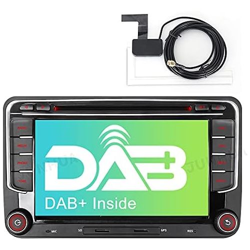  Junhua 7 Inch 2 Din Car Radio with Wince System DVD Player, GPS Navigation, Radio, Bluetooth, USB, Supports DAB, Camera, Steering Wheel Operation, 1080P Video, 16GB, Map, Material