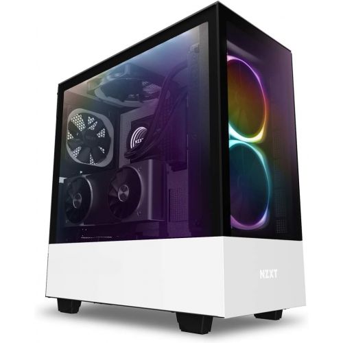  [아마존베스트]NZXT H510 Elite - CA-H510E-W1 - Premium Mid-Tower ATX Case PC Gaming Case - Dual-Tempered Glass Panel - Front I/O USB Type-C Port - Vertical GPU Mount - Integrated RGB Lighting - W