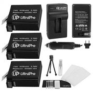 UltraPro 3-Pack AHDBT-401 High-Capacity Replacement Batteries with Rapid Travel Charger for GoPro Hero4. Also Includes: Camera Cleaning Kit, Camera Screen Protector, Mini Travel Tr