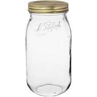 1 Le Parfait Screw Top Jar - Wide Mouth French Glass Preserving Jars - Zero Waste Packaging (1, 2000ml - 64oz - Gold Lid)