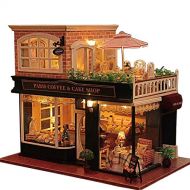 Kisoy Romantic and Cute Dollhouse Miniature DIY House Kit Creative Room Perfect DIY Gift for Friends,Lovers and Families(France Cafe Tour)