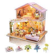 GuDoQi DIY Miniature Dollhouse Kit, Tiny House kit with Furniture and Music, Miniature House Kit 1:24 Scale, Great Handmade Crafts Gift for Mothers Day Birthday, Sweet Time House
