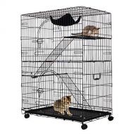 Giantex Cat Playpen Cat Cage with 3 Climbing Ladders & 3 Rest Benches & Cushion