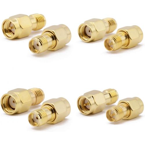  ALLiSHOP SMA Connectors kit 18 Type SMA RP-SMA Adapter Plug and Jack Straight and 90° SMA Connector Goldplated Brass RF Coax Connectivity Set for FPV Antennas Radio Baofeng Yaesu I