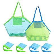 [아마존베스트]SUNTRY 6 Pack Mesh Beach Bag, Extra Large Beach Bags and Totes, Foldable Children Beach Toys Organizer Storage Bags for Holding Beach Toys (2 PCS Large and 4 PCS Small )