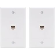 VCE Ethernet Wall Plate 1 Port (UL Listed), Cat6 Female to Female Wall Jack RJ45 Keystone Inline Coupler Wall Outlet, White (2 Pack)