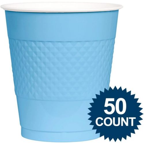  Amscan Reusable Pastel Blue Plastic Cups Big Party Pack, 12 Oz., 50 Ct.