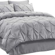 Bedsure Full Size Comforter Sets - 8 Pieces Pintuck Bed Set Full Size, Grey Full Size Bed in A Bag with Comforters, Sheets, Pillowcases & Shams, Kids Bedding Set