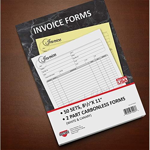  Cosco Invoice Form Book with Slip, Artistic, 8 1/2 x 11, 2-Part Carbonless, 50 Sets (074003)