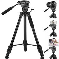 Victiv Tripod, 75 inch Tripod for Camera 15 lbs Loads with Fluid Head, 2 Quick Release Mounts and Tablet & Phone Mount