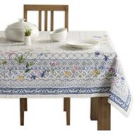 Maison d Hermine Faience 100% Cotton Tablecloth for Kitchen | Dining | Tabletop | Decoration | Parties | Wedding | Spring/Summer (Rectangle, 60 Inch by 90 Inch)