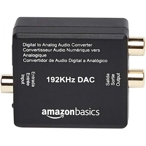  Amazon Basics 192KHz Digital Optical Coax to Analog RCA Audio Converter, ABS, Black, 2 x 1.6 x 1 inches