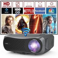 ZCGIOBN WiFi Bluetooth Projector Full HD 1080P Native 4K Support, 5500 Lumen Smart Android Wireless LED LCD Video Projectors 1920x1080 HDMI USB VGA AV Audio for Home Cinema Movie Gaming TV