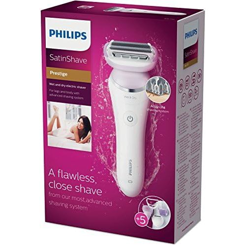 필립스 Philips SatinShave Prestige BRL170/00 Womens Electric Shaver with 5 Accessories for Hairdressing of Legs, Armpits and Bikini Area Universal Use