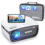 Wifi Bluetooth Projector Support 1080P Full HD Enhanced, 20%+ Brightness, WiMiUS S25 Mini Portable Outdoor Movie Projector w/ Wireless Mirroring & Airplay & Zoom 50%, for Fire TV S