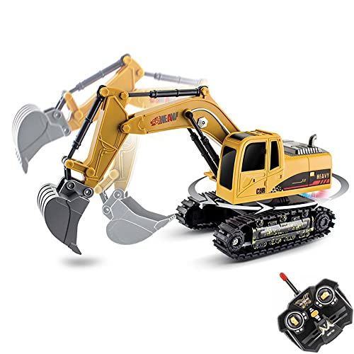  WZRYBHSD RC Excavator, 2.4Ghz Electric Remote Control Digger Tractor Toy Truck, RC Construction Tractor with Light, RC Digger Truck,RC Car for Boys Girls Adult