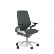 Steelcase Gesture Task Chair: Shell Back - Platinum Metallic Frame/Base/Seagull Accent - Standard Carpet Casters
