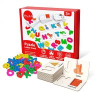 [아마존베스트]Youwo Puzzle Letter Card Alphabet Flash Cards Wooden Letters Jigsaw Toddler ABC Learning Color Recognition Educational Toys Age 2 and up Toddler Learning Activities.