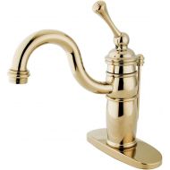 Elements of Design Hot Springs EB1402BL Single Handle Mono Deck Lavatory Faucet with Retail Pop-Up and Optional Deck Plate, Polished Brass
