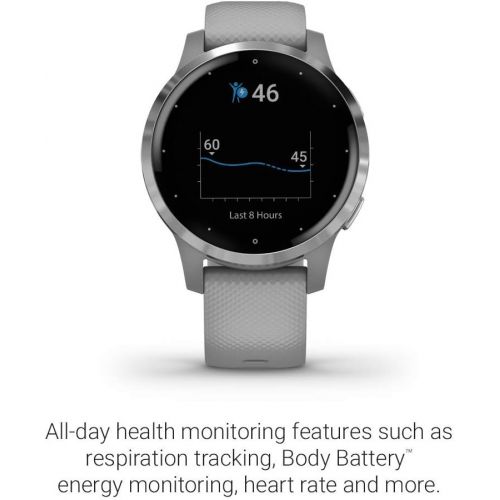  [아마존베스트]Amazon Renewed Garmin vivoactive 4S, Smaller-Sized GPS Smartwatch, Features Music, Body Energy Monitoring, Animated Workouts, Pulse Ox Sensors and More, Silver with Gray Band (Renewed)