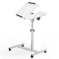 Laptop Desk,WYTong Turn Lift Sit-Stand Portable Mobile Laptop Desk Tables Cart with Side Table for Notebook/ Macbook (White)