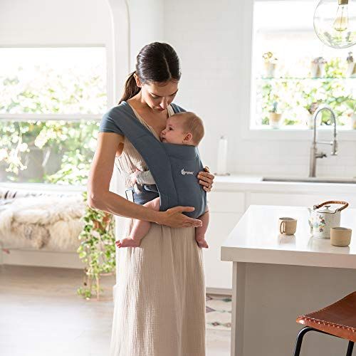 에르고베이비 Ergobaby Embrace Cozy Newborn Baby Wrap Carrier (7-25 Pounds), Premium Cotton, Oxford Blue