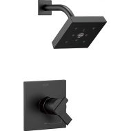 Delta Faucet Ara 17 Series Dual-Function Shower Trim Kit, Single-Spray H2Okinetic Shower Head, Black Shower Faucet, Delta Shower Trim Kit, Matte Black T17267-BL (Valve Not Included)