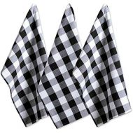 DII Cotton Buffalo Check Plaid Dish Towels, (20x30, Set of 3) Monogrammable Oversized Kitchen Towels for Drying, Cleaning, Cooking, & Baking - Black & White