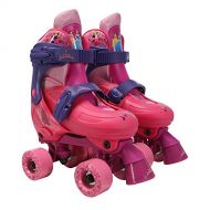 PlayWheels Adjustable Disney Princess Glitter Childrens Quad Roller Skates, Junior Size 10 13
