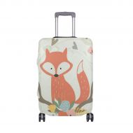 KMAND Suitcase Cover Suitcase Cute Fox And Flowers Luggage Cover Travel Case Bag Protector for Kid Girls Luggage Cover Travel Case Bag Protector for Kid Girls 22-24