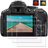 PCTC Tempered Glass Screen Protectors Compatible for Nikon D5300 D5500 D5600 Digital Camera (3 Packs), 2* Hot Shoe Cap Cover Easy to Install