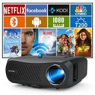 ZCGIOBN Native 1080P Projector with 5G WiFi, 5500 Lux Wireless Bluetooth Projector Support 4k, LED Video Projector with 4D Keystone Correction & Zoom, with TV Stick, PS4, Smartphone, Lapto
