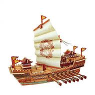 ZAMTAC Robotime Home Decor Figurine DIY Wooden Miniature Ship Model Kits Boat Decoration Wood Crafts Accessories Gifts for Children BA - (Color: Zhenghe)