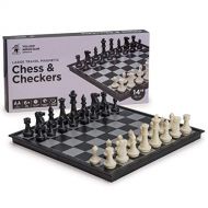 [아마존베스트]Yellow Mountain Imports Large 2-in-1 Travel Magnetic Chess & Checkers Board Game Set - 14 Inches