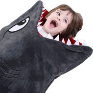 [아마존베스트]CozyBomB Shark Tails Animal Blanket for Kids - Cozy Smooth One Piece Design - Durable Seamless Snuggle Plush Throw Enlarged Size Gray Sleeping Bag with Blankie Fun Fin - Boys and G