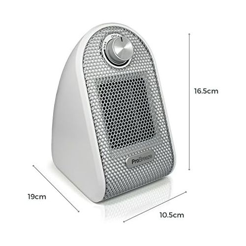 프로 Pro Breeze 500W Mini Ceramic Fan Heater for Workplace or Desk PTC Ceramic Compact Heater White