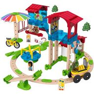 Fisher-Price Wonder Makers Slide & Ride Schoolyard - 75+ Piece Building and Wooden Track Play Set for Ages 3 Years & Up