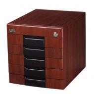 OR&DK Retro File Cabinet, Wooden Office Safe Desktop Storage Cabinet with Sliding Drawer and Safety Lock-G