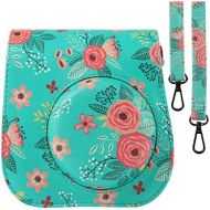 Protective & Portable Case Compatible with fujifilm instax Mini 11/9 / 8/8+ Instant Film Camera with Accessory Pocket and Adjustable Strap - Flower by SAIKA