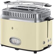 Russell Hobbs Toaster Retro creme, Retro Countdown-Anzeige, inkl. Broetchenaufsatz, 6 einstellbare Braunungsstufen + Auftau- & Aufwarmfunktion, Schnell-Toast-Technologie, 1300W, Vin