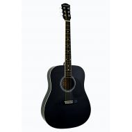 Directly Cheap 6 String Acoustic Guitar Right Handed Black, Right Handed GA101-BK-LFT+Lessons