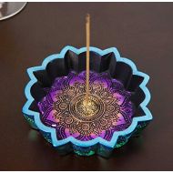 인센스스틱 Ebros Gift New Age Colorful Iridescent Chakra Rainbow Buddhist Mandala 8 Spokes Wheel Flower Incense Stick Holder Burner Figurine Yoga Meditation Home Fragrance Accent