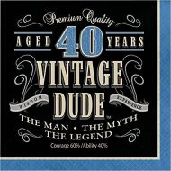 Creative Converting 16 Count Vintage Dude 40th Birthday Lunch Napkins