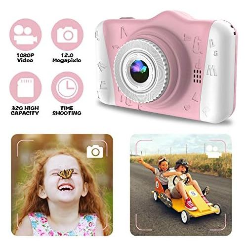  [아마존베스트]WOWGO Kids Digital Camera - 12MP Childrens Camera with Large Screen for Boys and Girls, 1080P Rechargeable Electronic Camera with 32GB TF Card