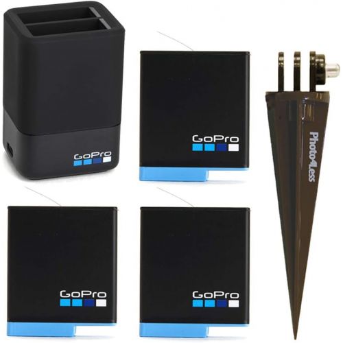 고프로 GoPro Dual Lithium-Ion Battery Charger + 3 Batteries + Spike for HERO8/7/6 Black