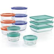 Pyrex Simply Store Glass Food Storage Container Set with Lid, Rectangular Glass Storage Containers with Lid, BPA-Free Lid, Dishwasher, Microwave and Freezer Safe, 24 Piece