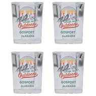 R and R Imports Gosport Alabama Explore the Outdoors Souvenir 2 Ounce Square Base Liquor Shot Glass 4-Pack